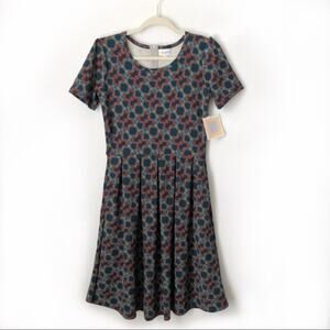 Nwt Lularoe Amelia Dress Teal Geometric Print S